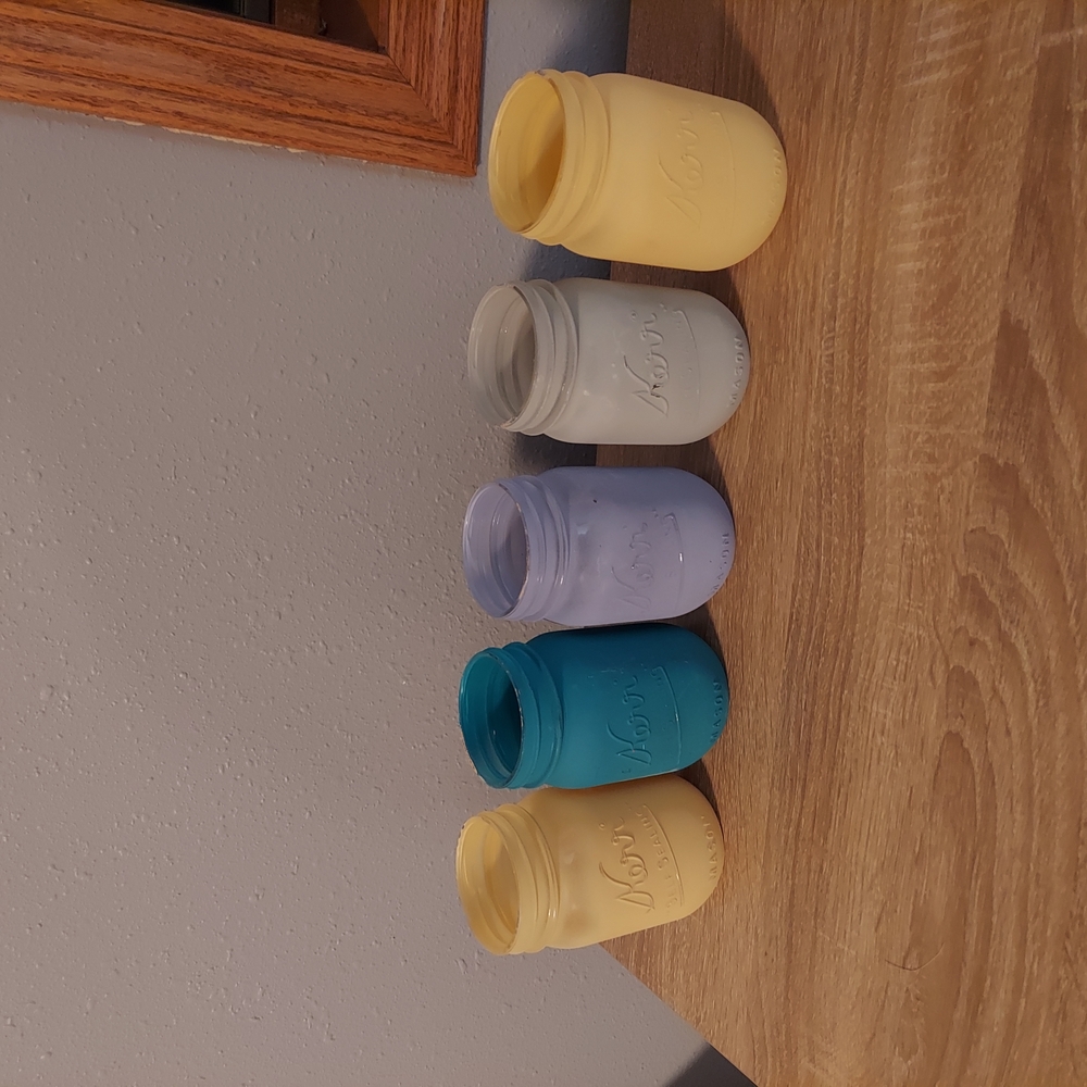 Set of 4 Colorful Mason Jars DIY painted